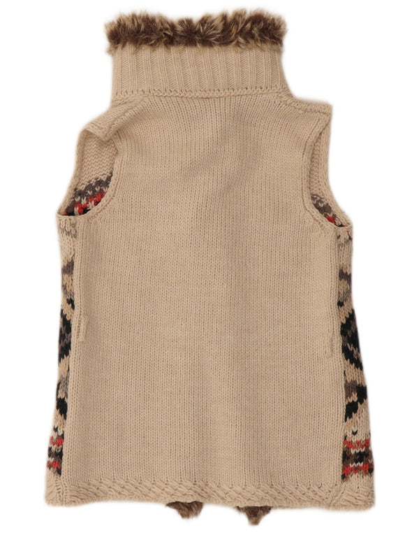 Maglione cardigan senza maniche per ragazze Benetton 11-12 anni 2XL Beige Fair Isle