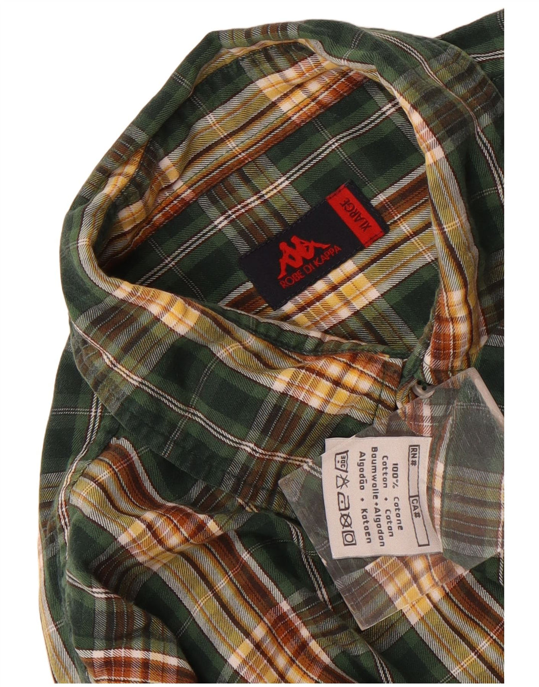 Camicia Kappa da uomo in flanella XL verde a quadri in cotone