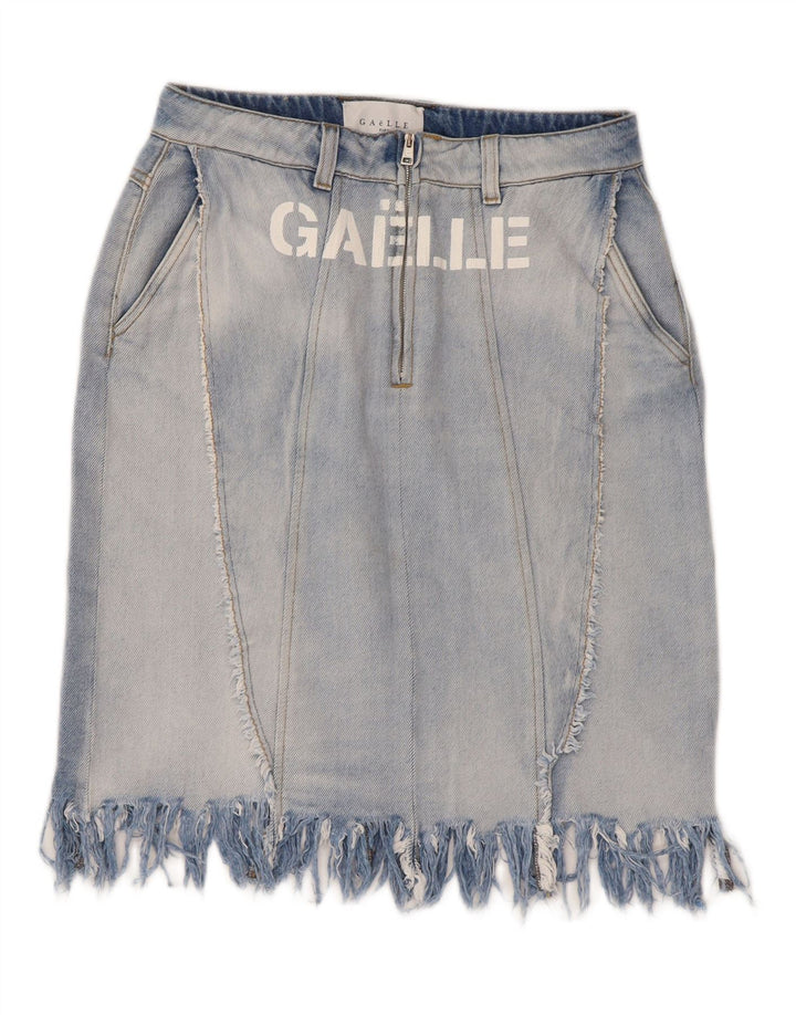 Gonna in denim grafico da donna Gaelle W27 piccola in cotone blu