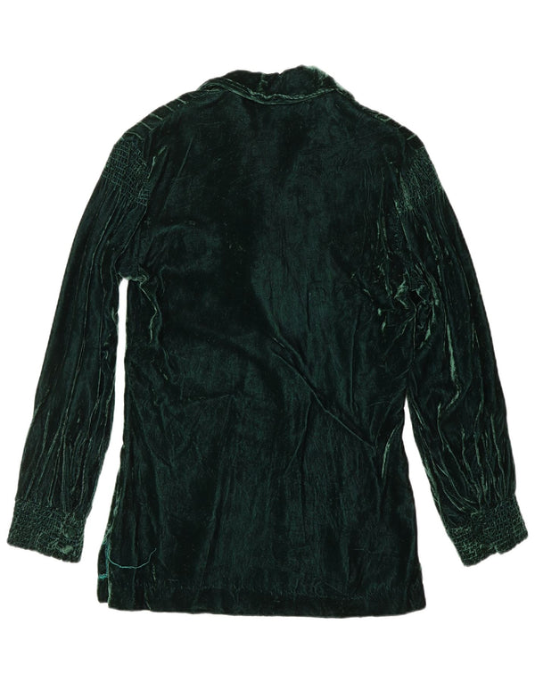 Camicia pullover in velluto da donna VINTAGE US 8 verde medio