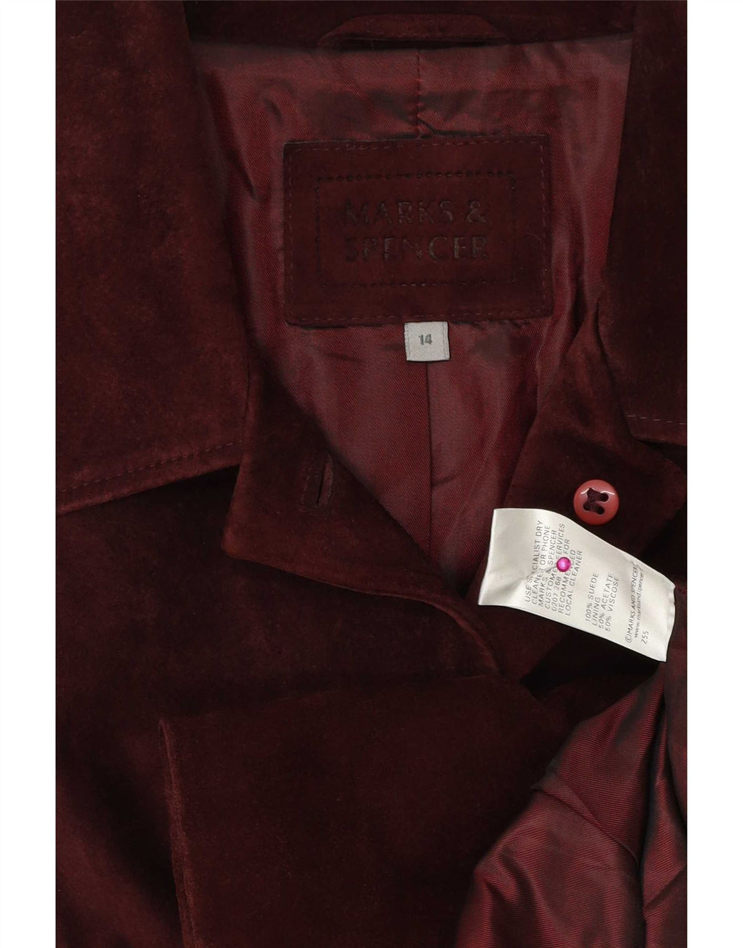 Giacca blazer a 5 bottoni da donna Marks & Spencer UK 14 Borgogna media