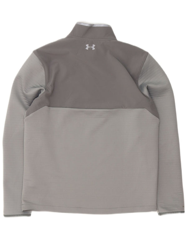 Under Armour Uomo Pullover Tuta Top Large Grigio Colourblock Sport
