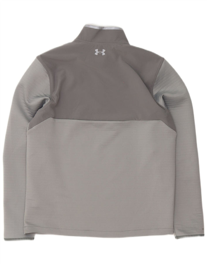 Under Armour Uomo Pullover Tuta Top Large Grigio Colourblock Sport