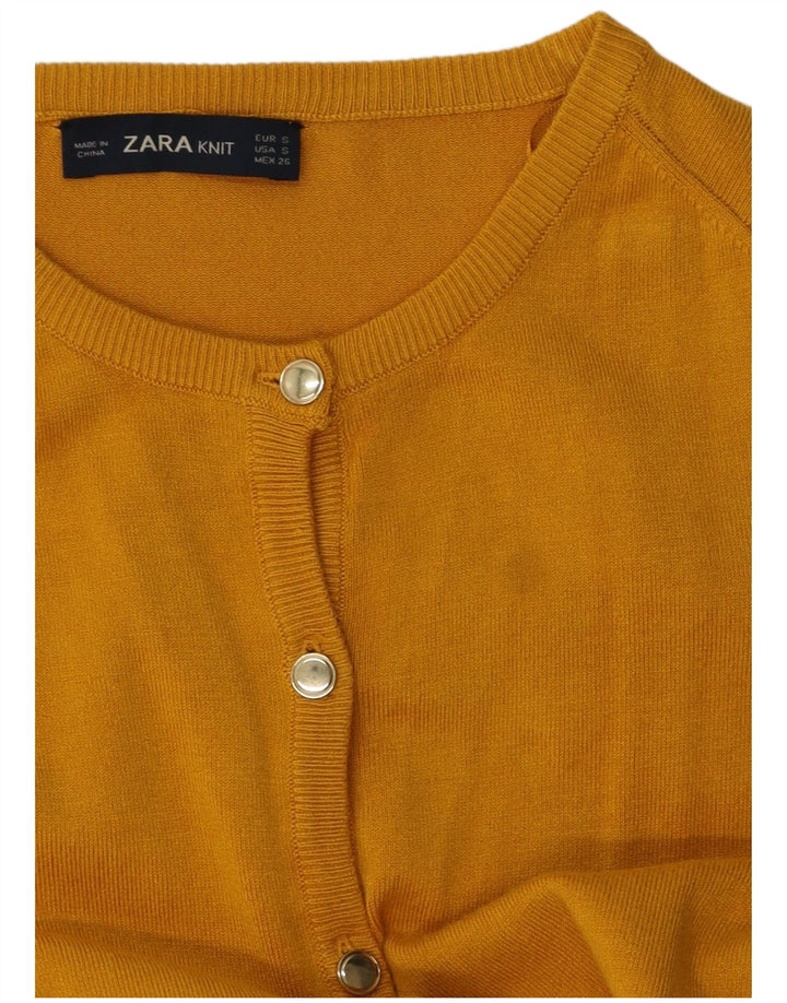 Maglione Cardigan Da Donna ZARA UK 10 Piccolo Giallo