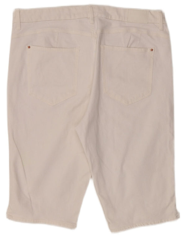 Pantaloncini di jeans a vita alta da donna Marks & Spencer UK 18 XL W36 cotone bianco