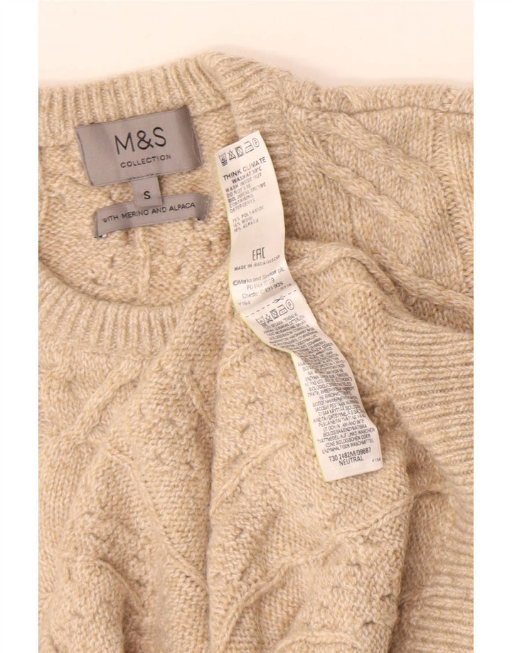 Maglione maglione girocollo da uomo Marks & Spencer piccolo beige in poliammide