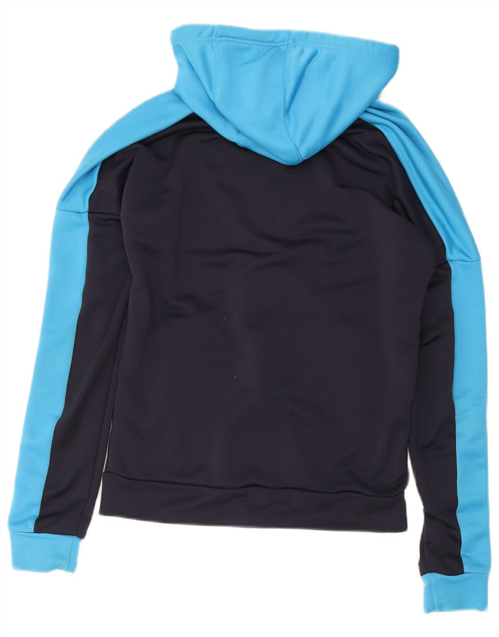 Maglione con cappuccio e zip da uomo Adidas piccolo in poliestere color block blu navy