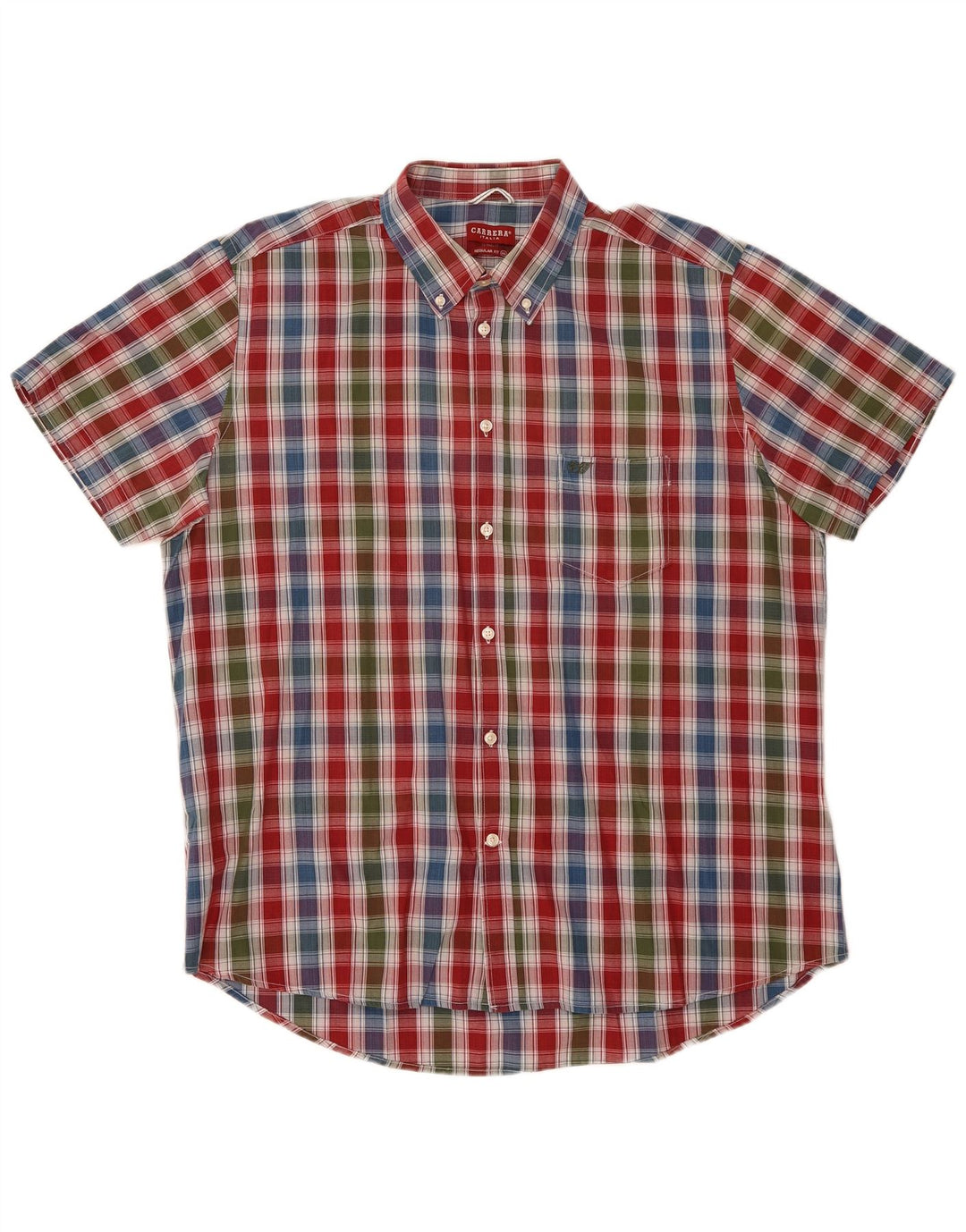 Camicia Carrera da uomo a maniche corte vestibilità regolare 2XL cotone a quadri multicolore