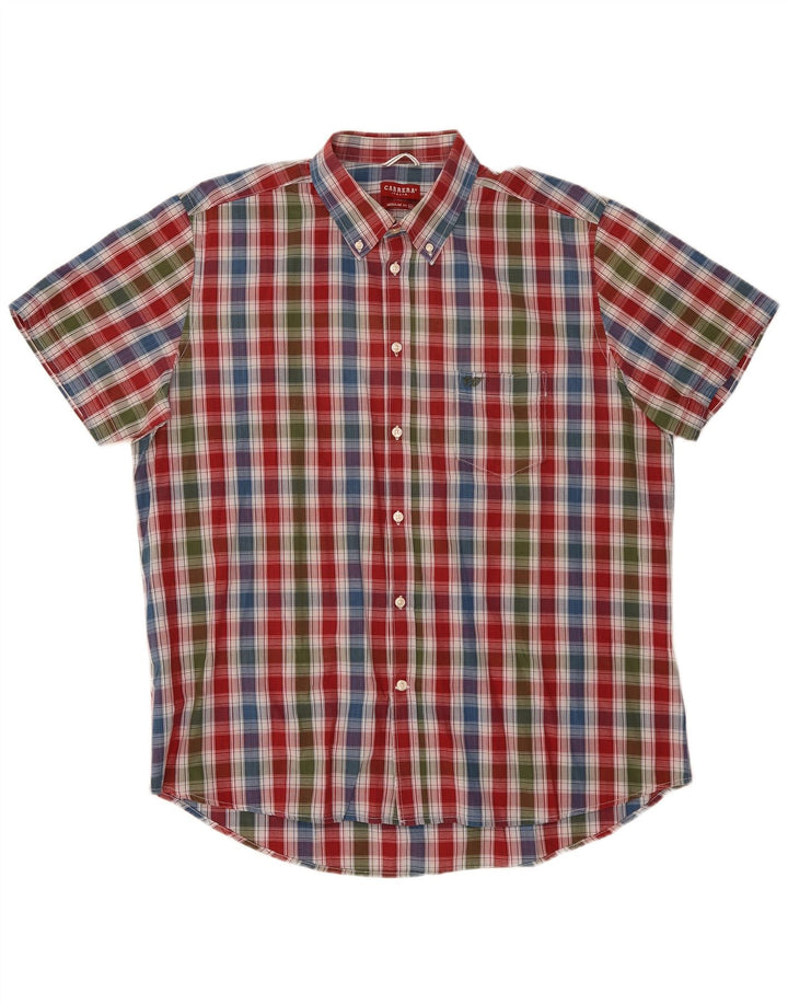 Camicia Carrera da uomo a maniche corte vestibilità regolare 2XL cotone a quadri multicolore