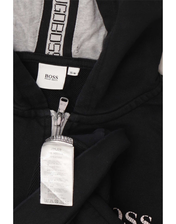 Maglione con cappuccio e zip da ragazzo Hugo Boss 15-16 anni in cotone grigio medio