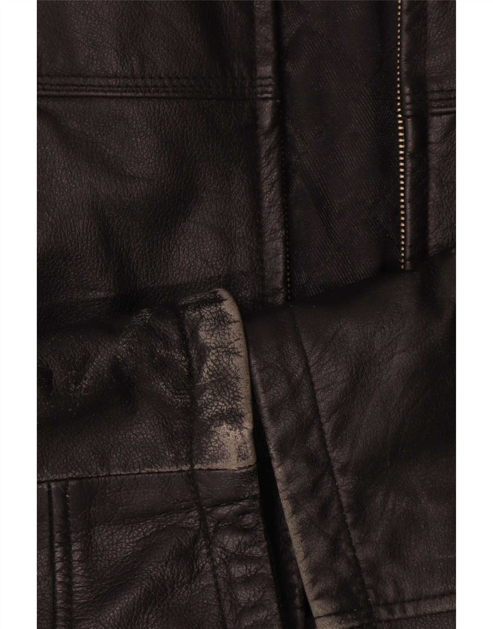 Giacca in pelle vintage da uomo IT 54 XL Nera