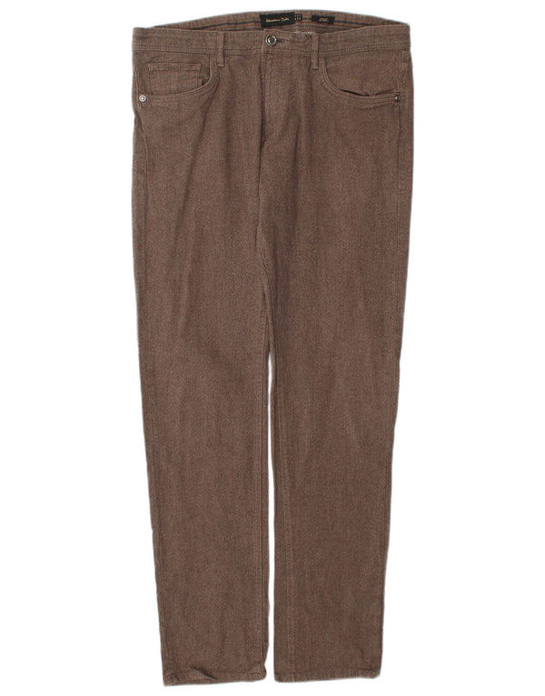 Pantaloni casual slim da uomo Massimo Dutti EU 42 Large W32 L32 Cotone marrone