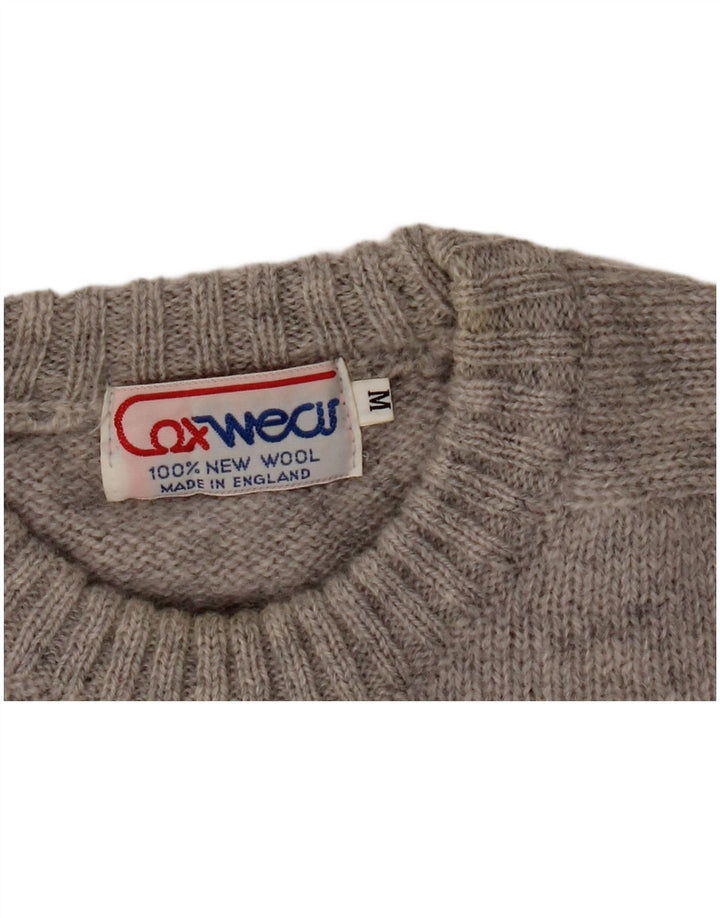 Maglione vintage da uomo girocollo in lana grigio medio