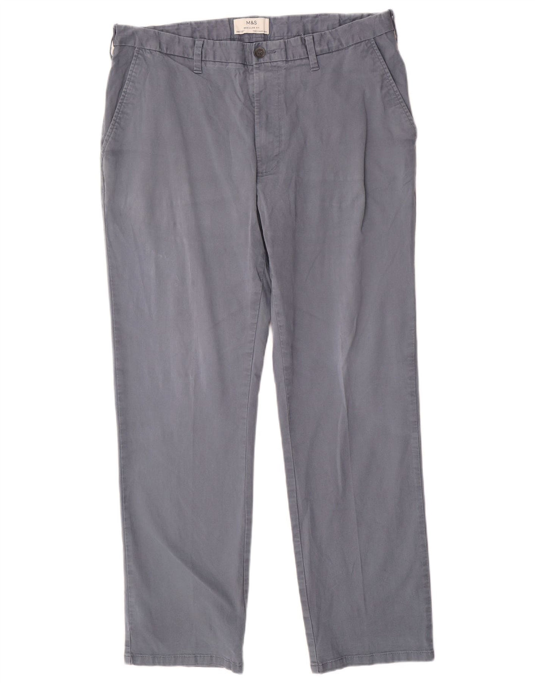 Pantaloni chino vestibilità regolare da uomo Marks & Spencer W38 L31 cotone blu