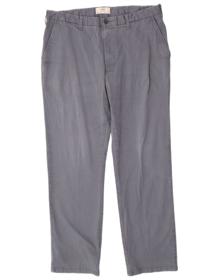 Pantaloni chino vestibilità regolare da uomo Marks & Spencer W38 L31 cotone blu