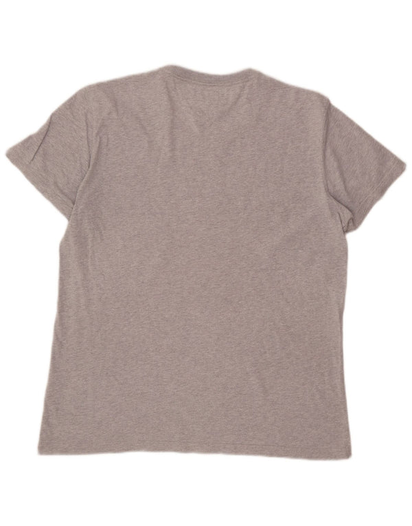 TOMMY HILFIGER Womens Graphic T-Shirt Top UK 18 XL Grey Flecked Cotton