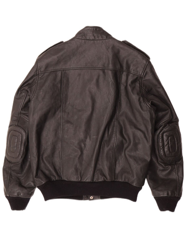 Giacca in pelle militare da uomo VINTAGE IT 54 2XL Pelle nera