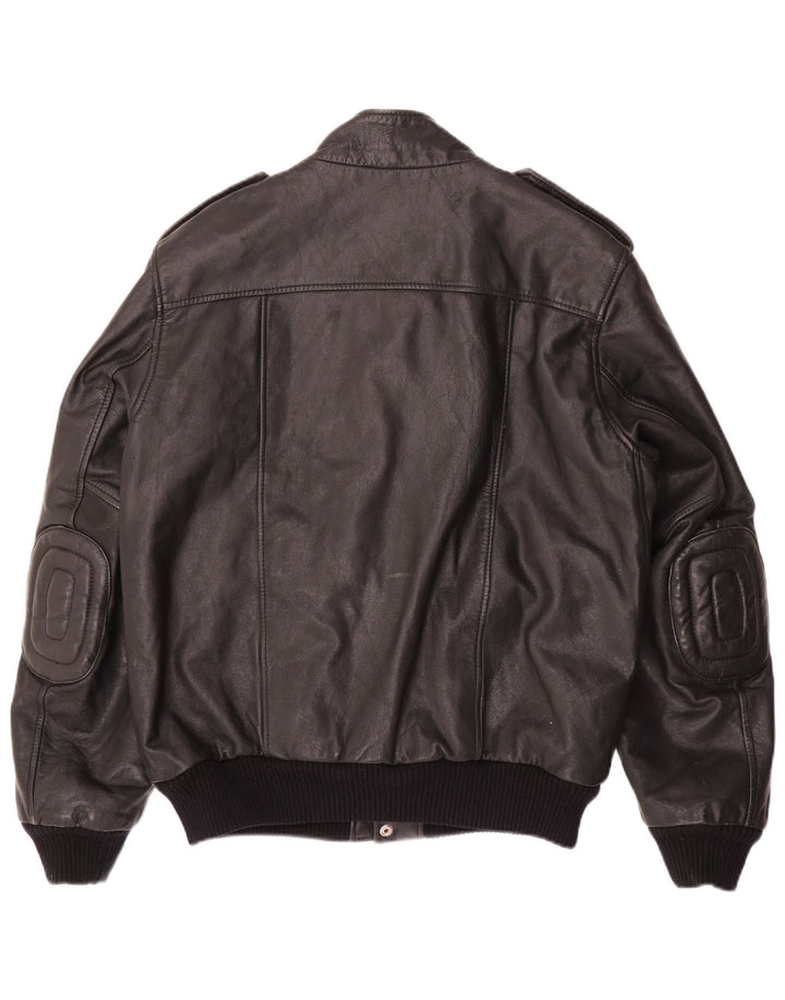 Giacca in pelle militare da uomo VINTAGE IT 54 2XL Pelle nera