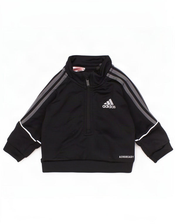 Felpa Adidas Aeroready Zip Neck per neonati da bambino 0-3 mesi nera