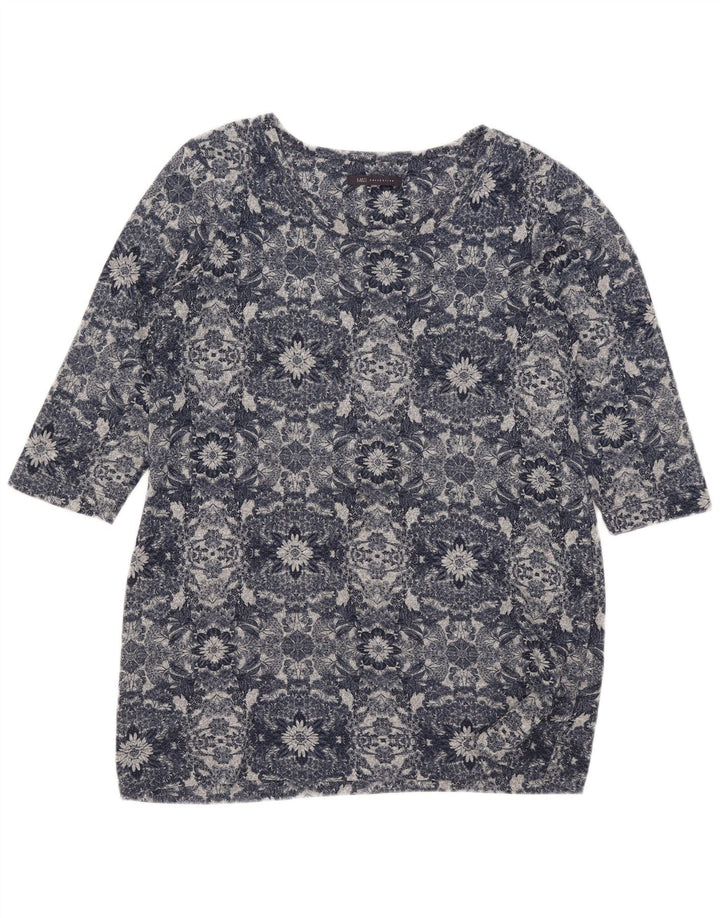 Top da donna Marks & Spencer manica 3/4 UK 16 grande poliestere floreale blu