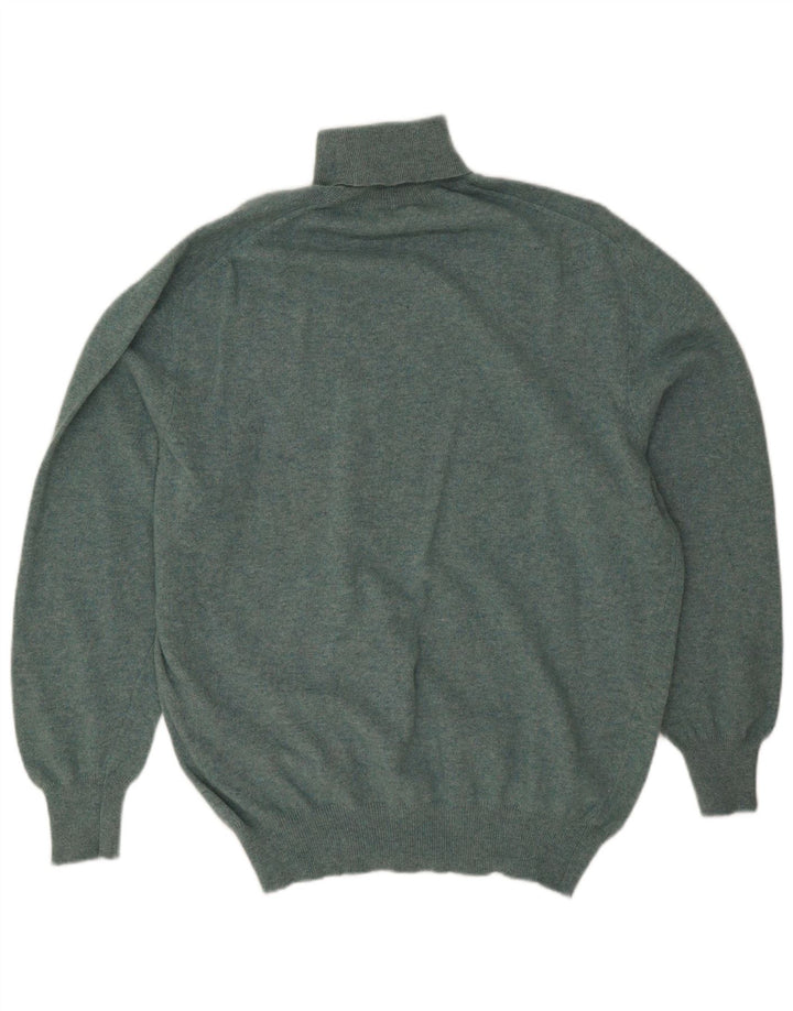 Maglione maglione vintage da uomo con collo alto, grande verde