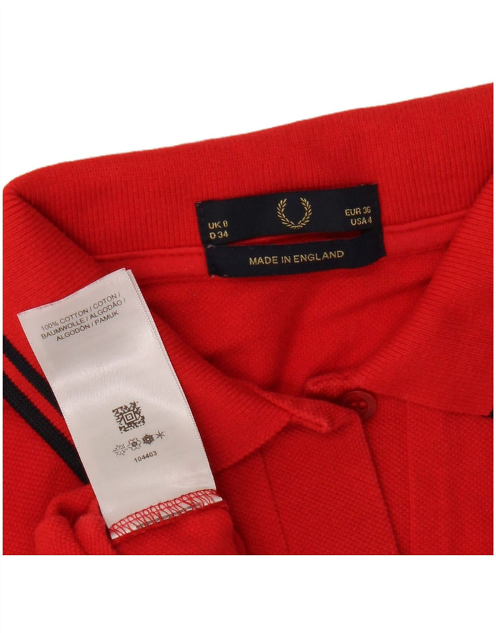 Polo corta da donna Fred Perry UK 8 piccola rossa in cotone