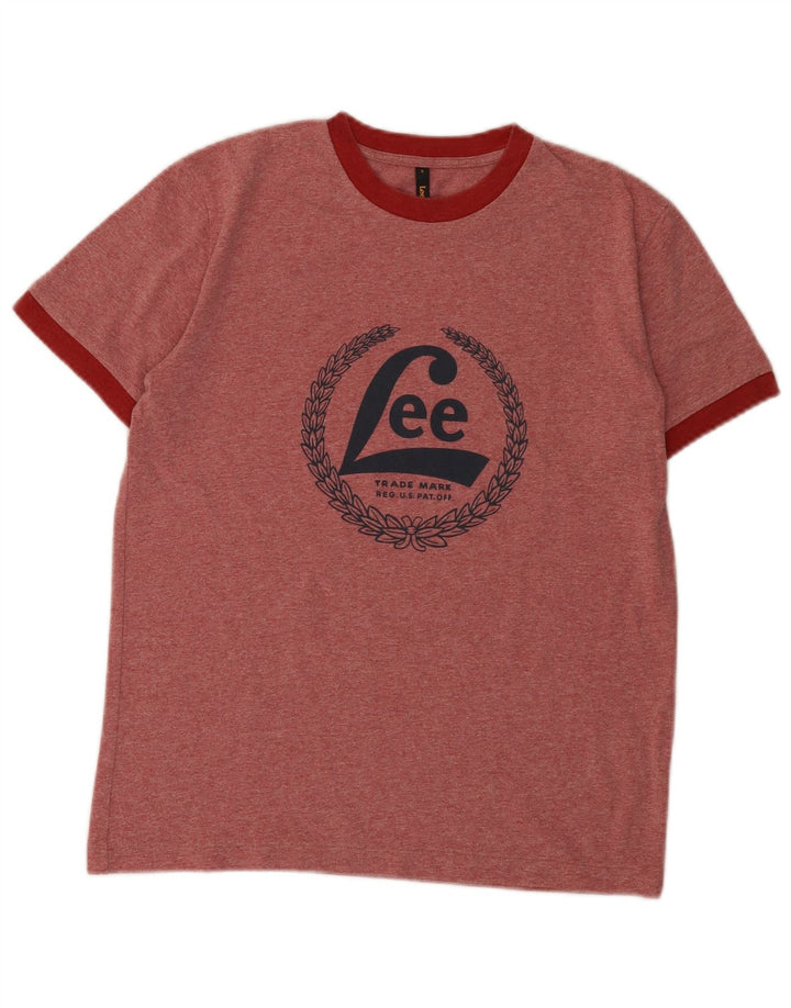 Maglietta grafica da uomo Lee Top in cotone chiazzato rosso piccolo