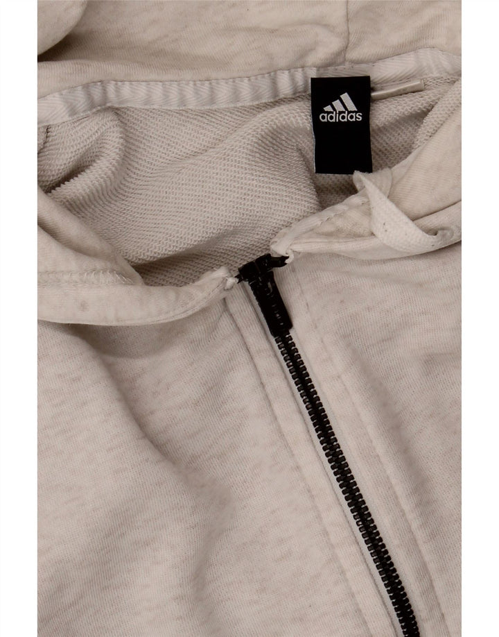 ADIDAS Mens Graphic Zip Hoodie Sweater Large Grey Flecked