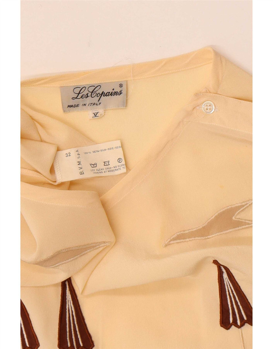 Top in camicetta trasparente da donna Les Copains UK 16 Seta a righe beige grande