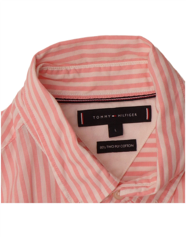 Camicia da uomo Tommy Hilfiger grande cotone gessato rosa