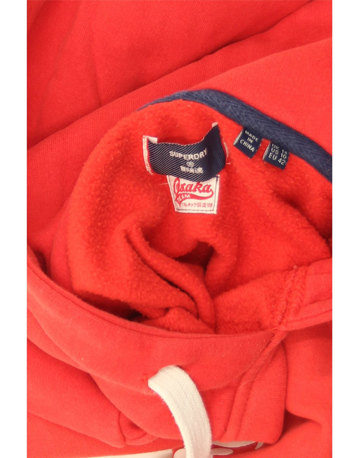 Felpa con cappuccio oversize con grafica da donna Superdry UK 14 Large Rosso Cotone