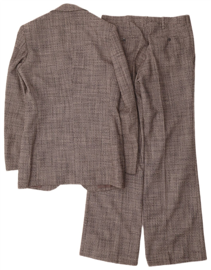 Abito vintage da uomo a 2 bottoni UK 38 medio W30 L34 grigio chiazzato