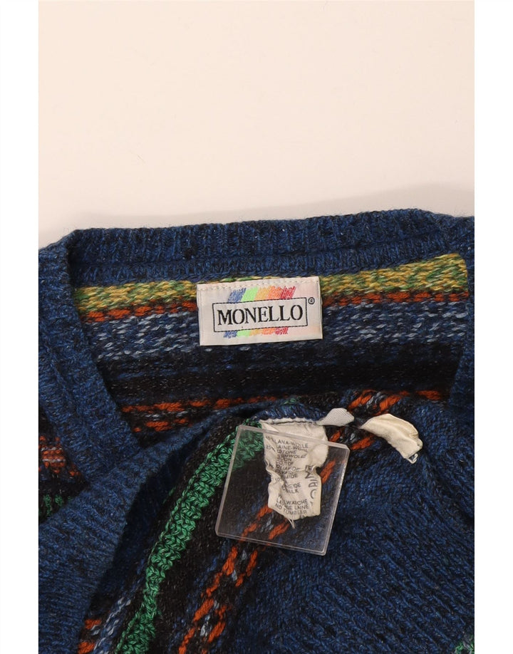 Maglione da uomo con scollo a V Monello, lana a righe grandi multicolori