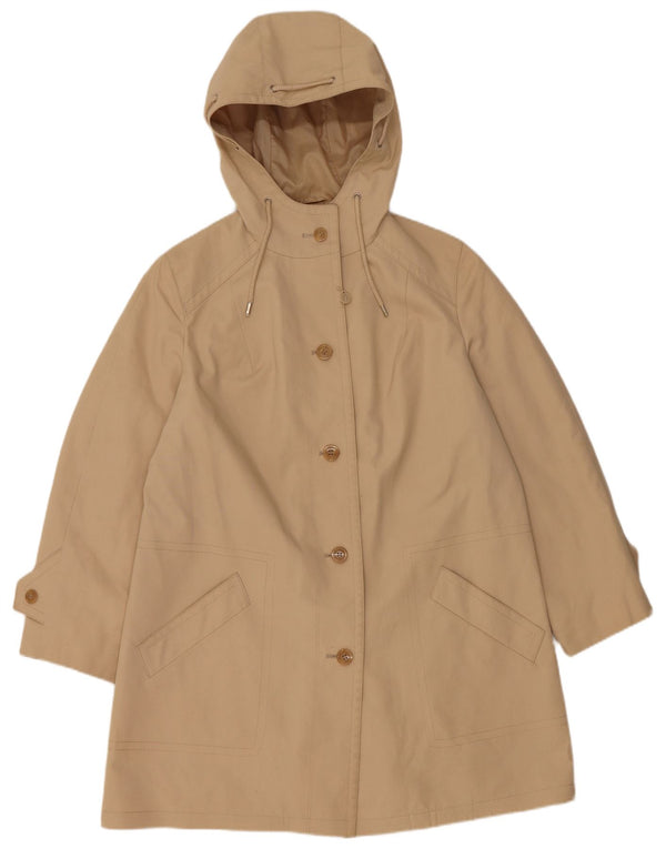 Soprabito con cappuccio da donna vintage UK 16 grande poliestere beige