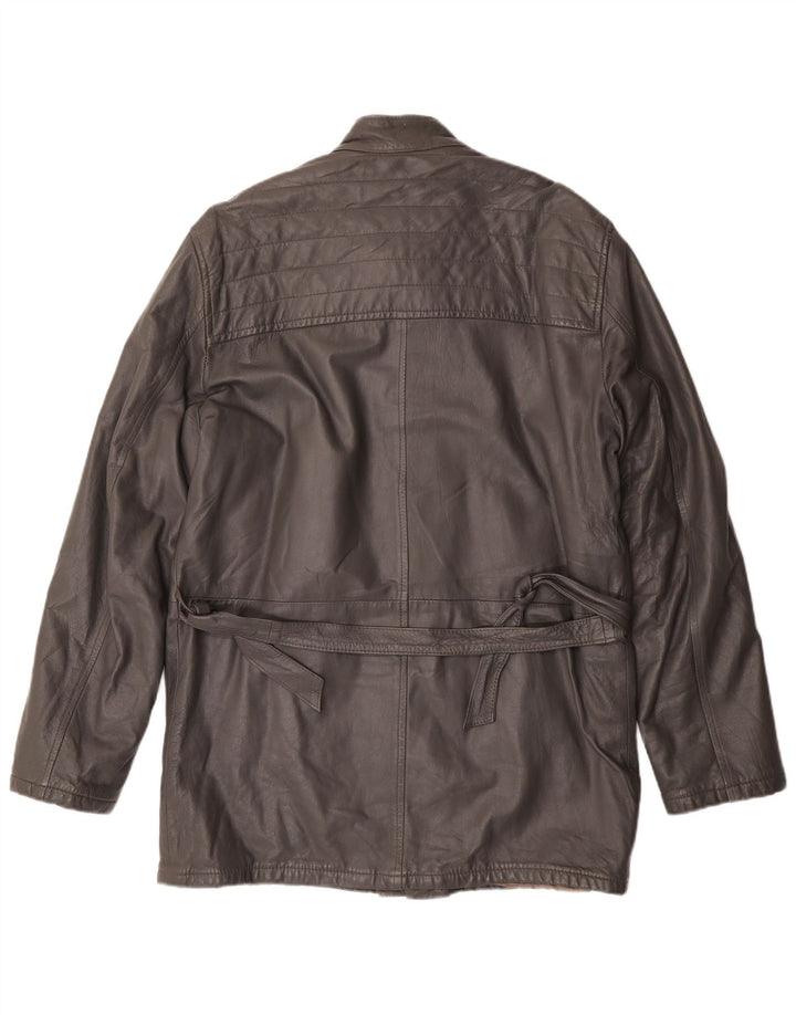 Giacca in pelle vintage da uomo IT 50 grande in pelle grigia