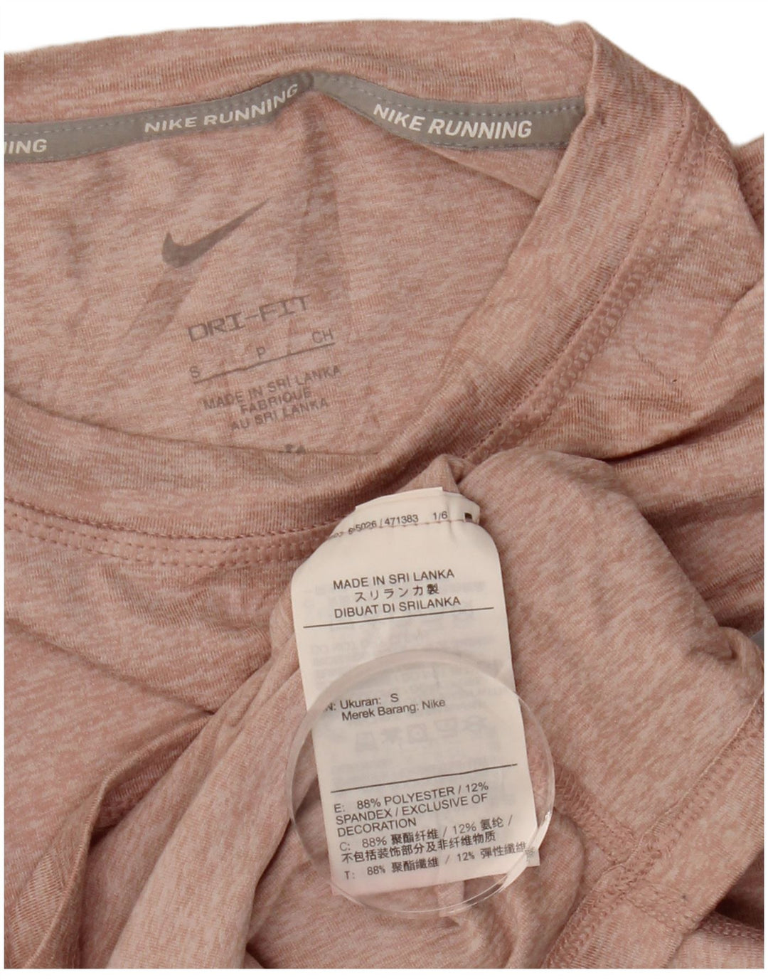 Maglia da running Nike da donna a manica lunga UK 10 Small in poliestere screziato rosa