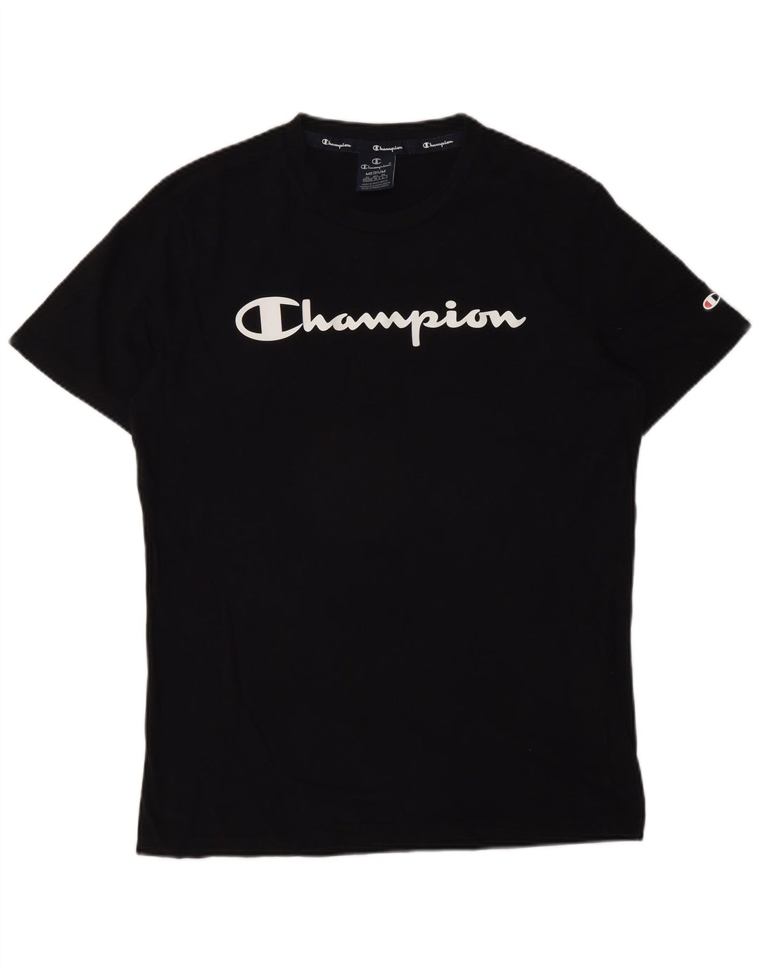 T-shirt grafica da uomo Champion Top in cotone nero medio