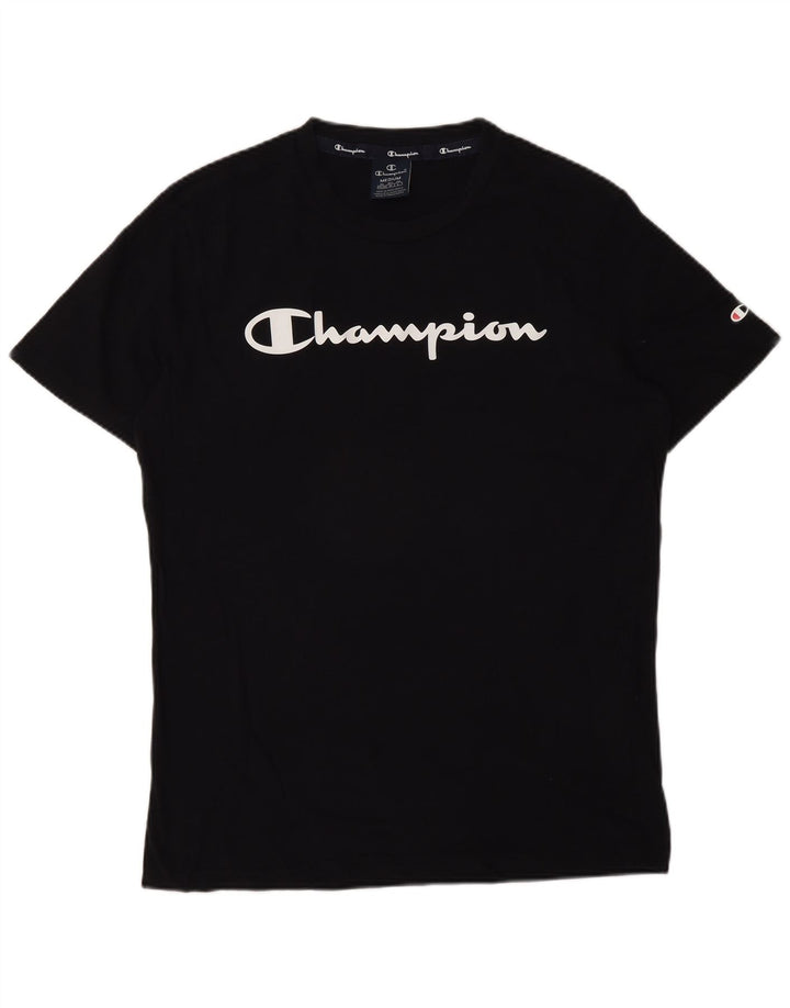 T-shirt grafica da uomo Champion Top in cotone nero medio