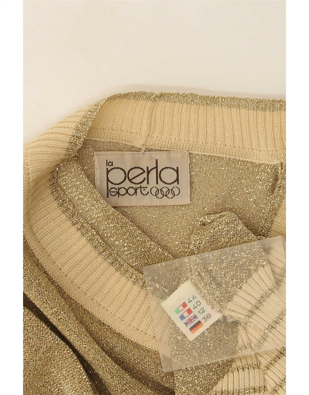 Maglione cardigan da donna La Perla UK 12 medio oro screziato