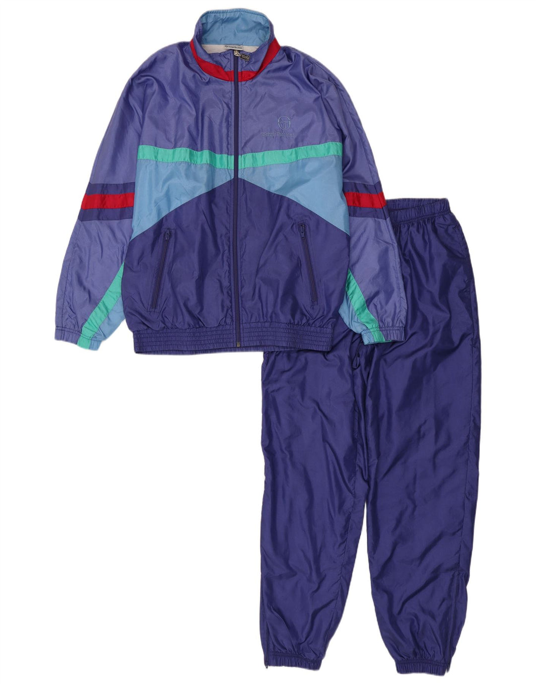 Tuta Intera Uomo Sergio Tacchini IT 46 Small Blu Colourblock Poliammide