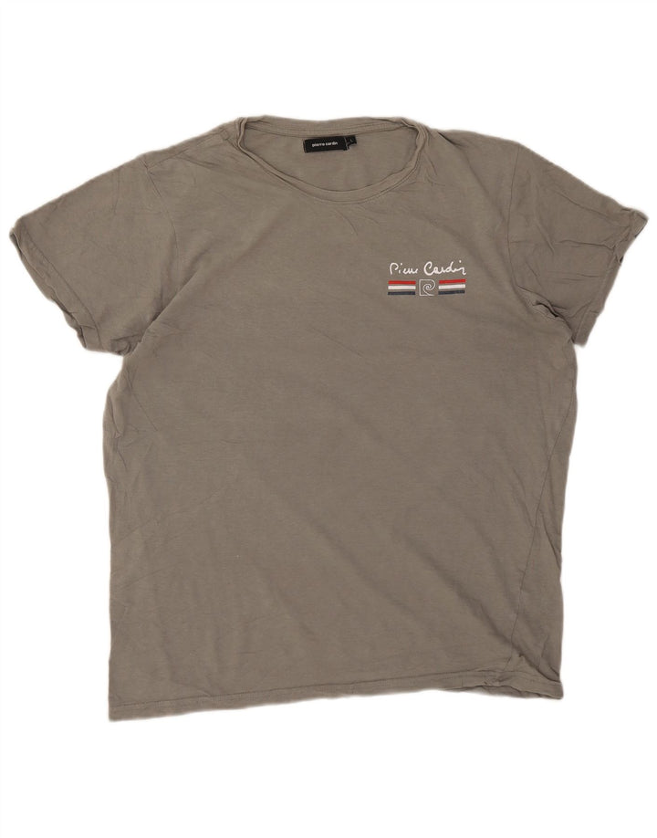 T-shirt grafica da uomo Pierre Cardin grande grigia