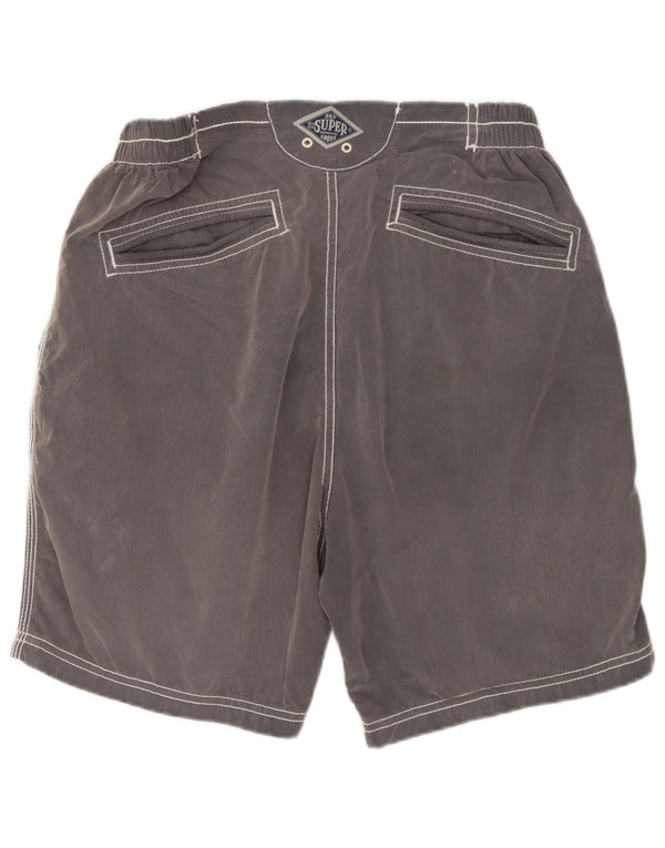 Pantaloncini da bagno grafici da uomo Superdry in cotone color block grigio medio