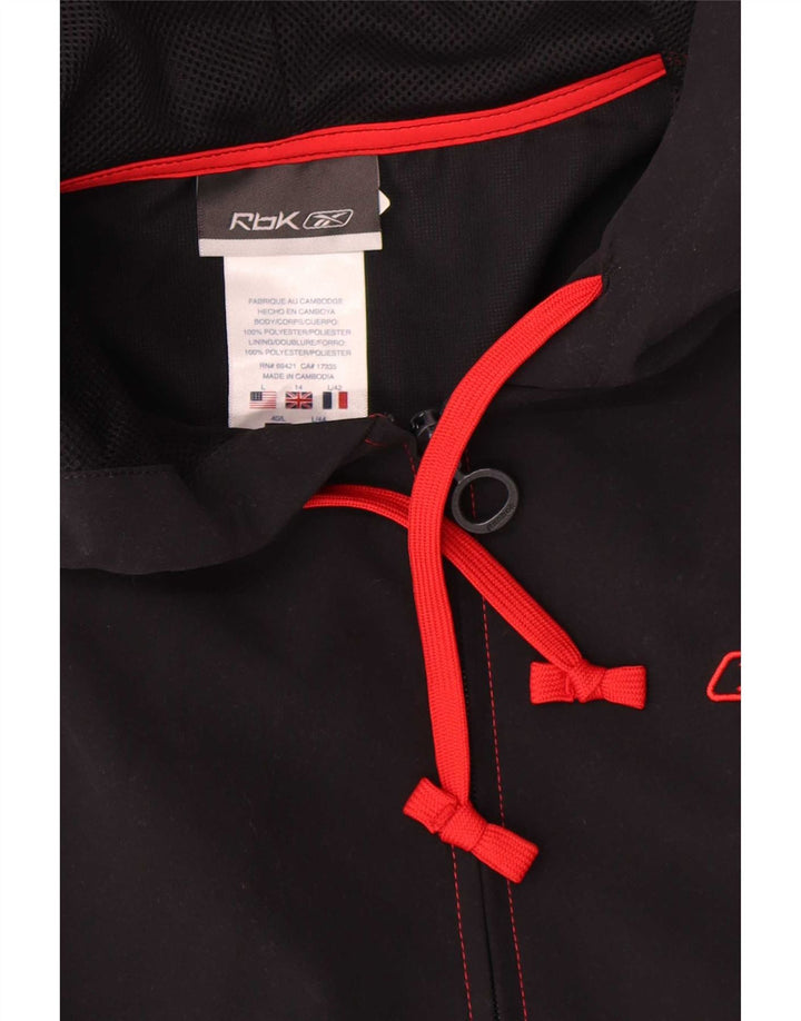 Giacca antipioggia con cappuccio da donna Reebok UK 14 Large Nero Poliestere