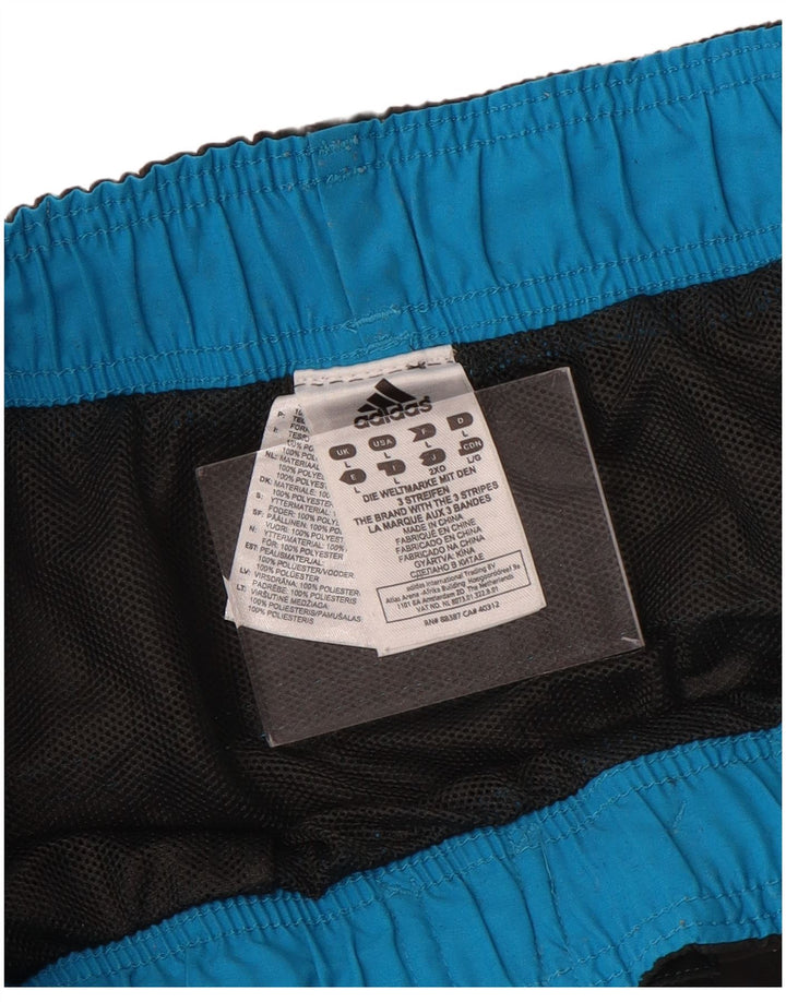 Pantaloncini da bagno con grafica ADIDAS da uomo, grandi, in poliestere color block nero