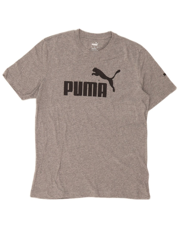 T-shirt grafica da uomo Puma Top in cotone grigio medio