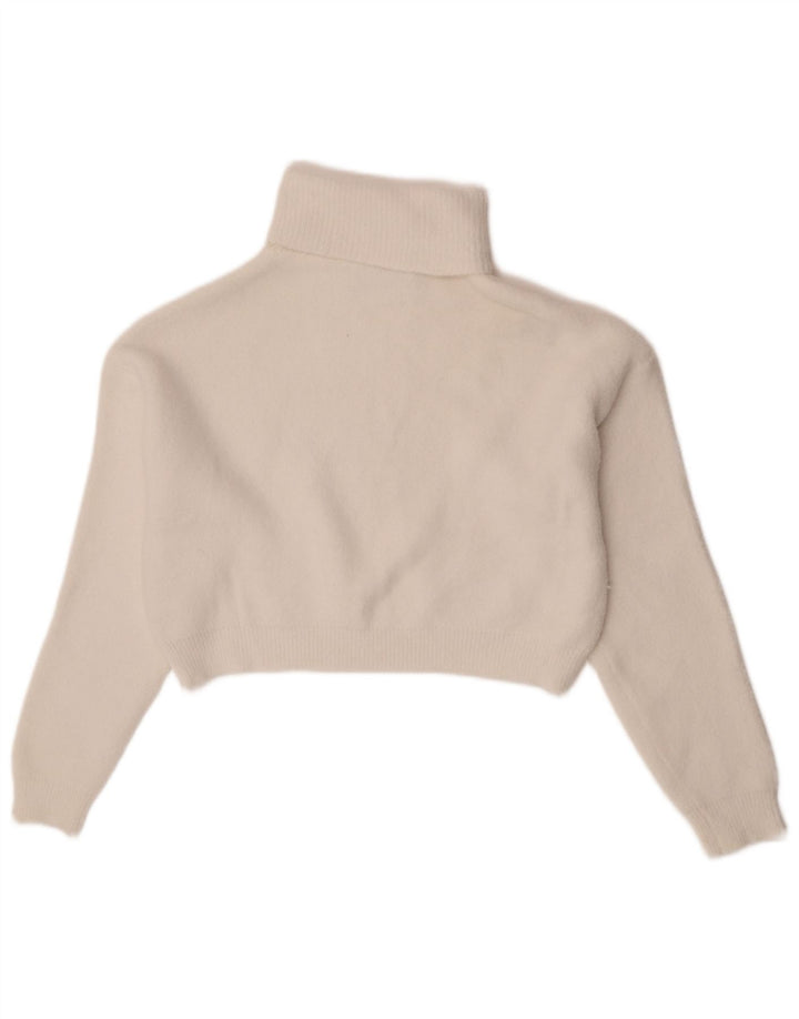 Maglione corto da donna Zara con collo alto UK 10 piccolo nylon bianco