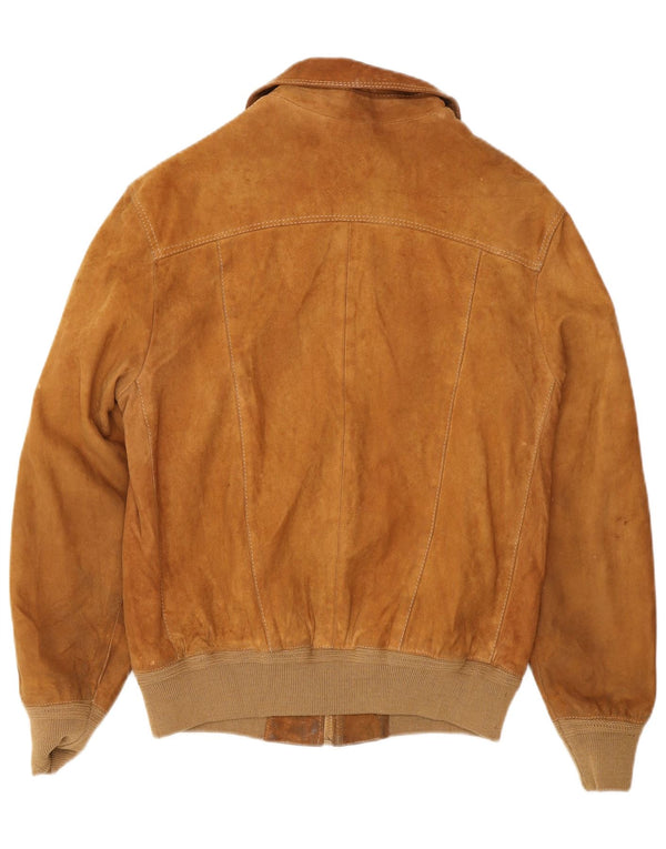 Giubbotto bomber vintage in pelle scamosciata da uomo IT 48 Marrone medio