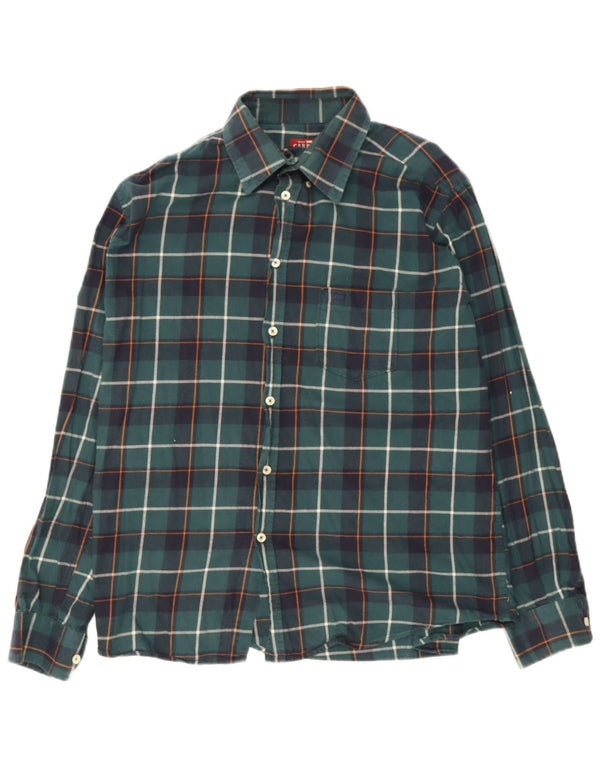 Camicia Carrera da uomo in flanella vestibilità regolare XL cotone a quadri verde