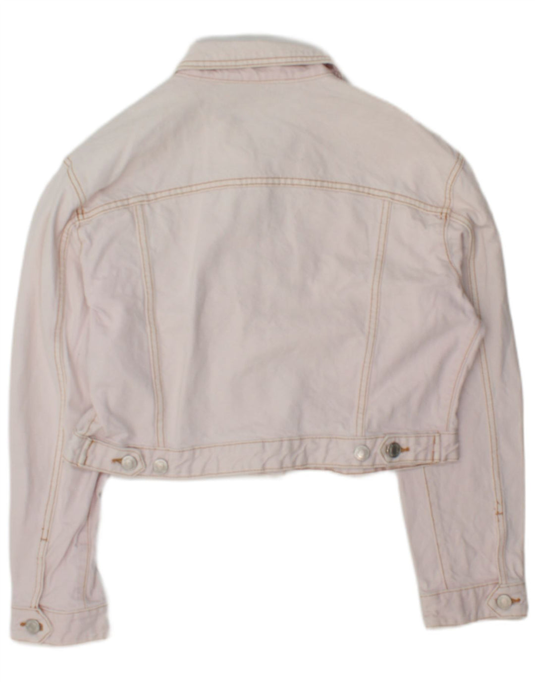 Giacca corta in denim da donna Zara UK 16 grande cotone rosa