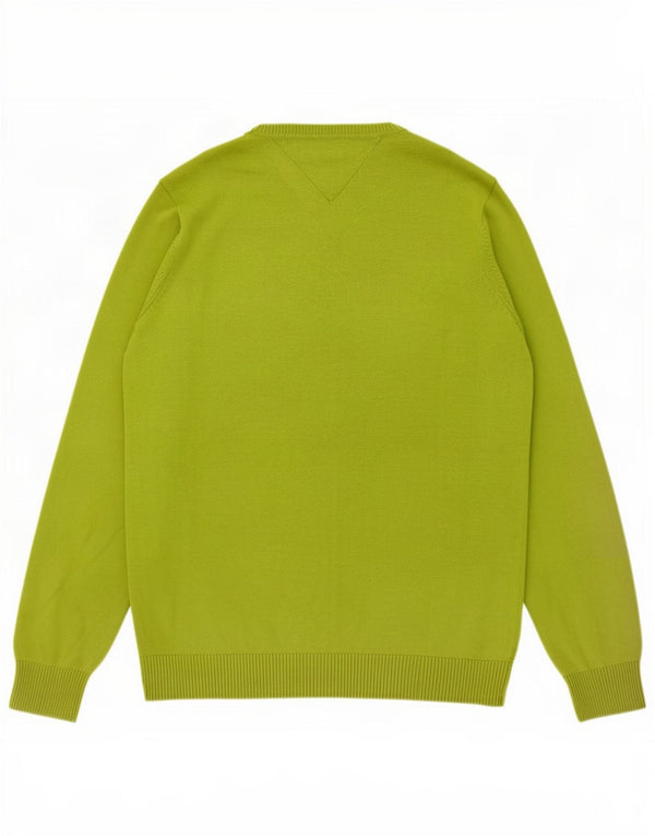 Maglione maglione con scollo a V da uomo Tommy Hilfiger piccolo cotone verde